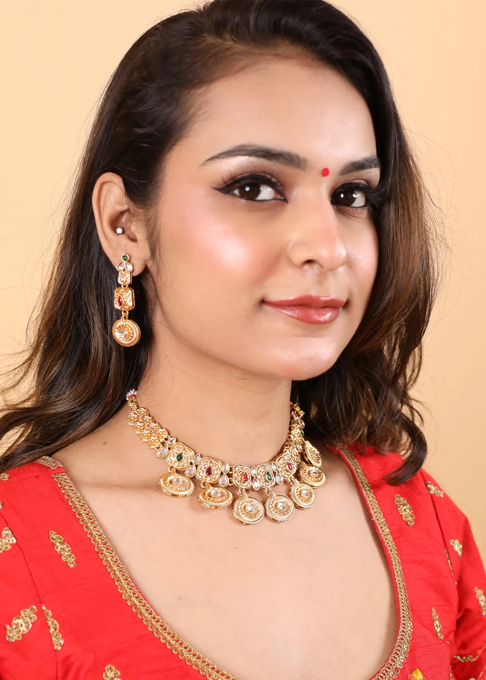 product - Glamaa Gold Plated Kundan Neckless set